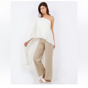 Betsy Moss Penelope Asymmetrical One shoulder Cape Style Top